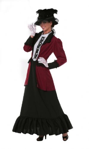 1850 dame bordozwart - Willaert, verkleedkledij, carnavalkledij, carnavaloutfit, feestkledij, historisch, terug in de tijd, 1800, 1900, van oermens tot baron en barones